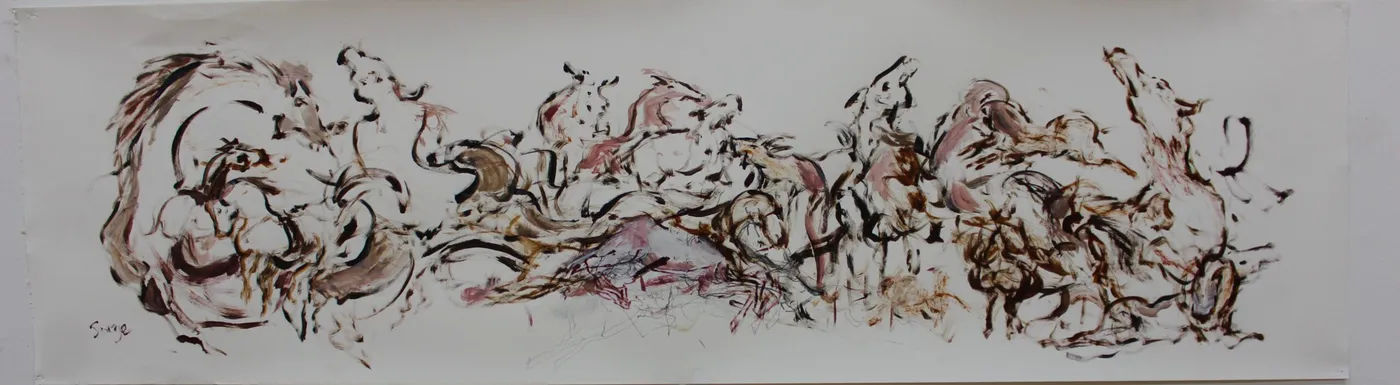Horses Play 3 — œuvre, peinture de Bernice Sorge