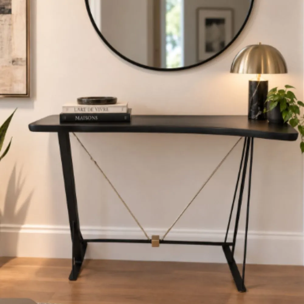 C36-Console en noyer — console, bois et métal de Création Déco