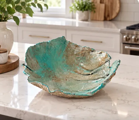 V1 – Vase en ciment — vase, bois et métal de Création Déco