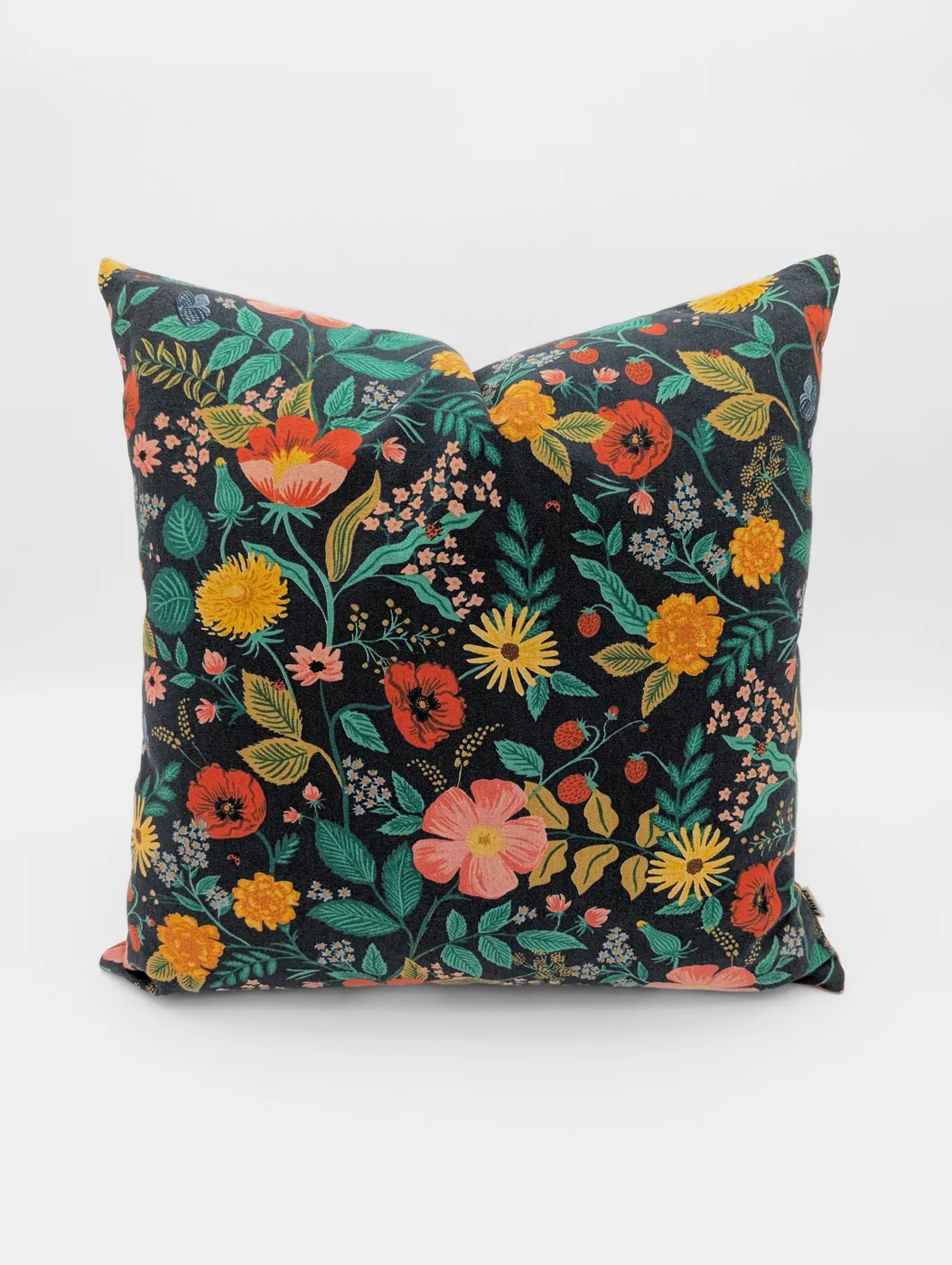 Duo de housses de coussin Coquelicot (Noir et Tangerine) - 13"x18" et 18"x18" — coussin, lin de Florel Studio