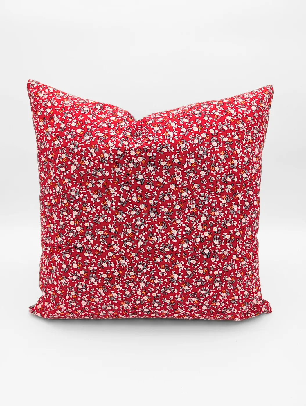Duo de housses de coussin Fleuri (Rouge et gris) - 18"x18" — coussin, lin de Florel Studio