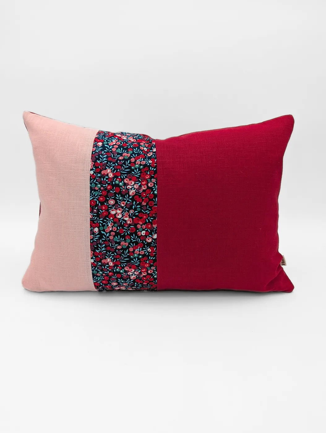 Duo de housses de coussin Petites Baies (Rose et Rouge) - 13"x18" — coussin, lin de Florel Studio