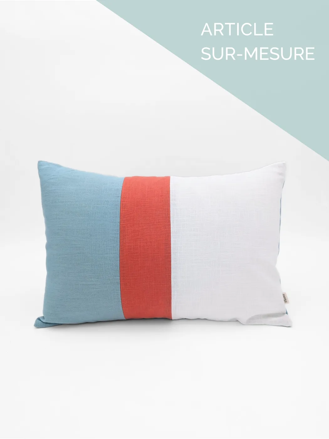 Housse de coussin PUR LIN - 13"x18" - Modèle C (tricolore) — coussin, lin de Florel Studio