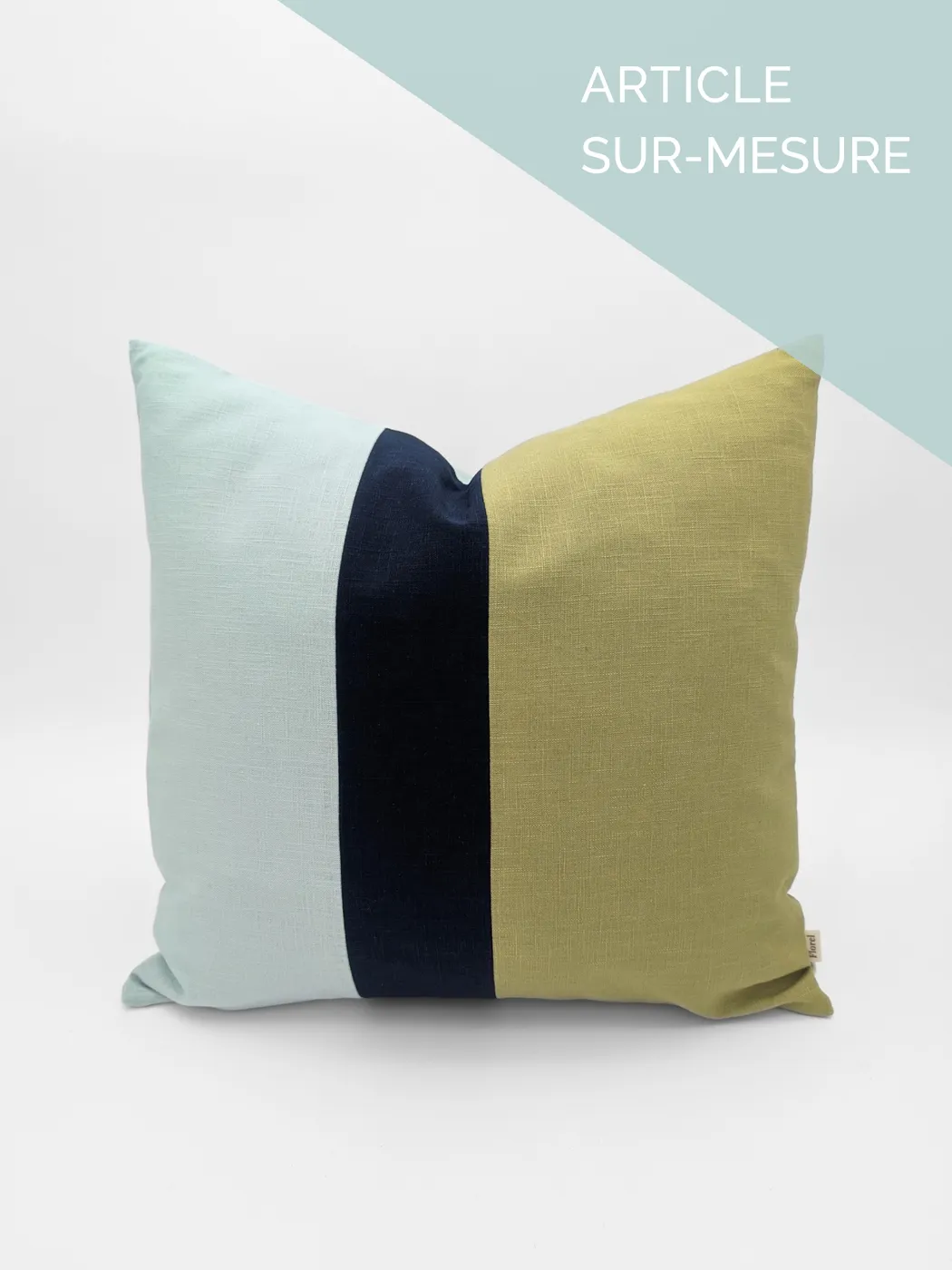 Housse de coussin PUR LIN - 18"x18" - Modèle C (tricolore) — coussin, lin de Florel Studio