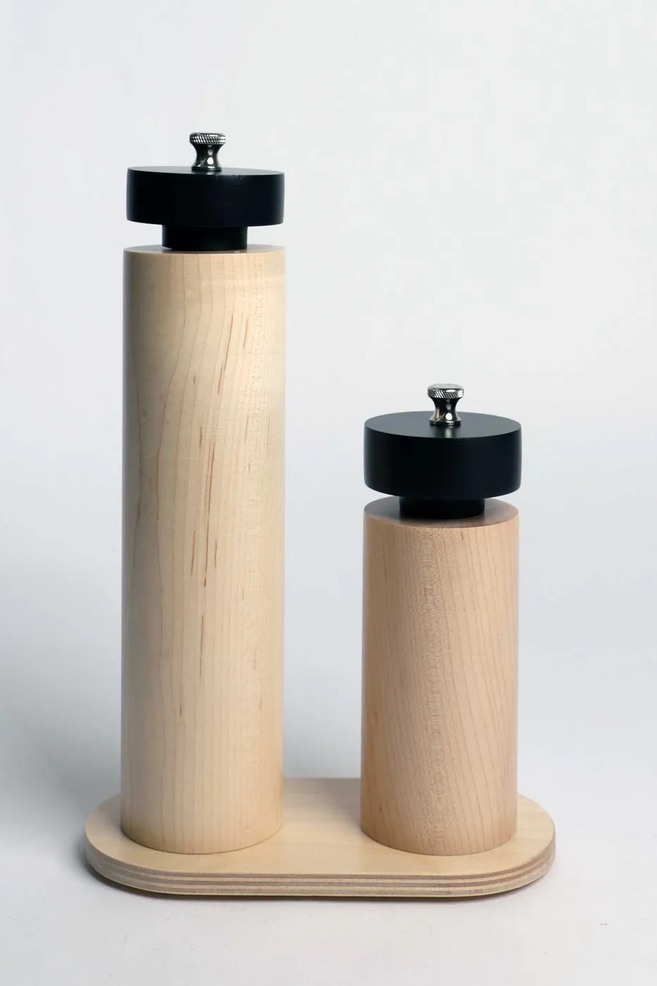 Duo moulin parfumeuse naturel sur socle — moulin, bois tourné de Atelier Moulins Tremblay